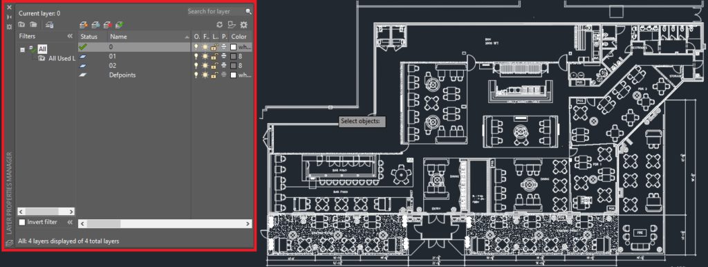 Figure 1 AutoCAD file default layer (before layering)