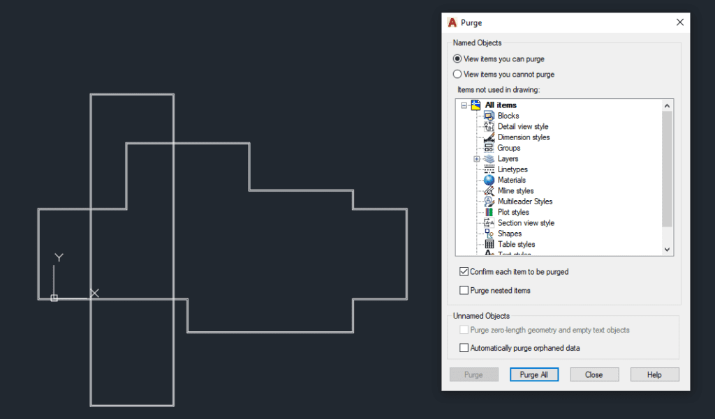 autocad purge