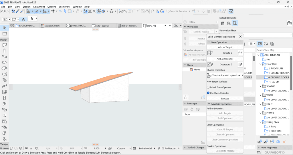 shed roof in ArchiCAD