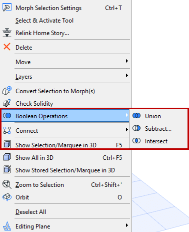 boolean operations in archicad's morph tool